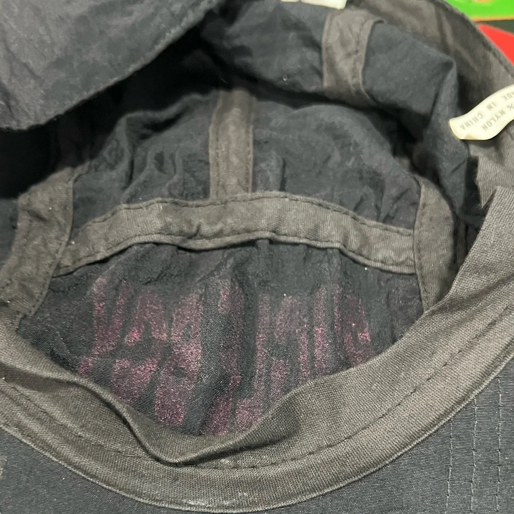 Vintage Bugle Boy Black Nylon Hat Cap 80s 90s Neon Pink - Picture 9 of 9